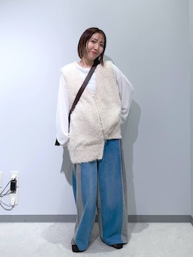 「LOWRYS FARM（ローリーズファーム）のアイテム（ベスト）」を使った、manaさん（レディース・153cm）の秋コーディネート