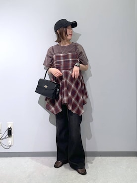 「アイテム（ボストンバッグ）」を使った、manaさん（レディース・153cm）の夏コーディネート