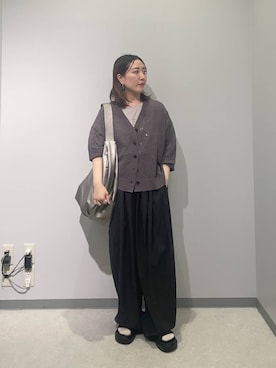 「GLOBAL WORK（グローバルワーク）のリッチクリーンプリントT半袖/636780（Tシャツ/カットソー、ベージュ系）」を使った、manaさん（レディース・153cm）の春コーディネート