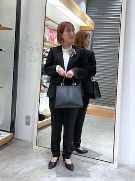 「LEPSIM（レプシィム）のフェイクレザーセンターステッチバッグ　990316（ショルダーバッグ）」を使った、manaさん（レディース・153cm）の冬コーディネート