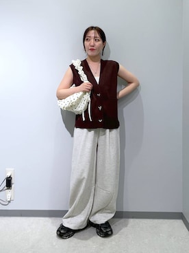 「niko and...（ニコアンド）のアイテム（スウェットパンツ）」を使った、manaさん（レディース・153cm）の夏コーディネート