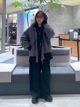 「LEPSIM」｜「アイテム（ブルゾン）」を使った、manaさん（レディース・153cm）の冬コーディネート