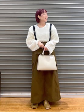 「LEPSIM（レプシィム）のフェイクレザーセンターステッチバッグ　990316（ショルダーバッグ）」を使った、manaさん（レディース・153cm）の冬コーディネート