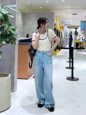 「LOWRYS FARM（ローリーズファーム）のポケットボストンＢＡＧ　634373（ボストンバッグ、ブラウン系）」を使った、manaさん（レディース・153cm）の春コーディネート