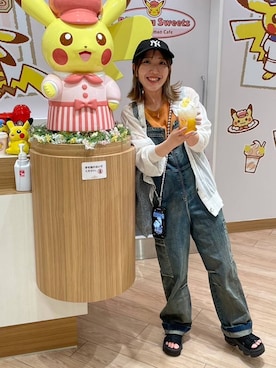 「JEANASIS（ジーナシス）のアイテム（サロペット/オーバーオール）」を使った、manaさん（レディース・153cm）の夏コーディネート