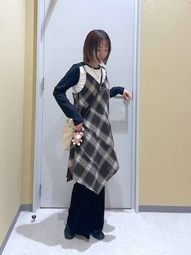 「アイテム（チュニック）」を使った、manaさん（レディース・153cm）の秋コーディネート