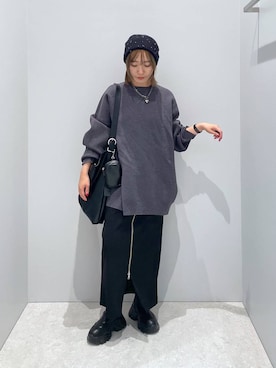 「高見え」｜「アイテム（ハンチング/ベレー帽）」を使った、manaさん（レディース・153cm）の秋コーディネート