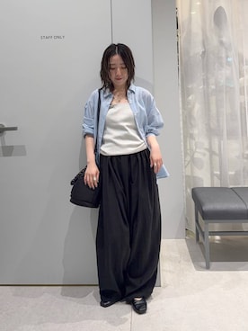 「LOWRYS FARM（ローリーズファーム）のソウバリスクエアタンクトップ　294378（背心、シルバー系）」を使った、manaさん（レディース・153cm）の夏コーディネート