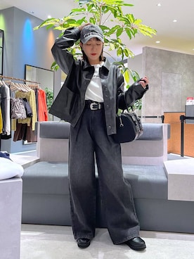 「アイテム（ブルゾン、グレー系）」を使った、manaさん（レディース・153cm）の秋コーディネート