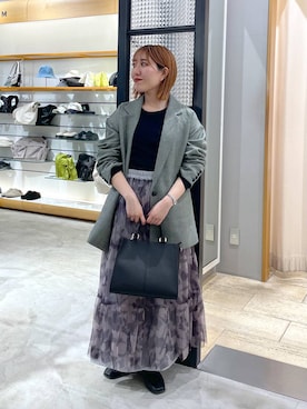 「LEPSIM（レプシィム）のフェイクレザーセンターステッチバッグ　990316（ショルダーバッグ）」を使った、manaさん（レディース・153cm）の春コーディネート