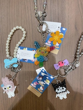 「LOWRYS FARM（ローリーズファーム）の【サンリオキャラクターズ】ビーズキーチャーム 651824/GOODS（キーホルダー、その他）」を使った、manaさん（レディース・153cm）の春コーディネート