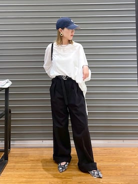 「高見え」｜「アイテム（チュニック）」を使った、manaさん（レディース・153cm）の秋コーディネート