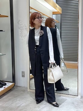 「LEPSIM（レプシィム）のフェイクレザーセンターステッチバッグ　990316（ショルダーバッグ）」を使った、manaさん（レディース・153cm）の冬コーディネート