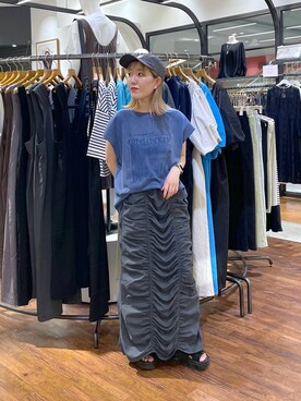 「LEPSIM（レプシィム）のフレンチスリーブプリントチュニック　124107（Tシャツ/カットソー）」を使った、manaさん（レディース・153cm）の夏コーディネート