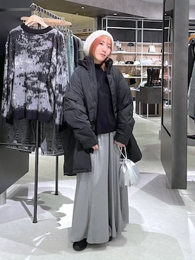「高見え」｜「アイテム（ハンチング/ベレー帽）」を使った、manaさん（レディース・153cm）の秋コーディネート