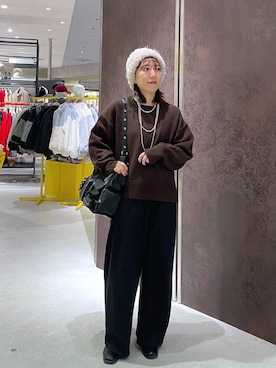 「アイテム（スウェットパンツ）」を使った、manaさん（レディース・153cm）の冬コーディネート