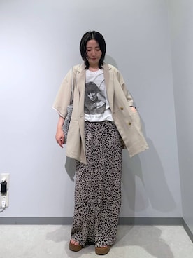 「niko and...（ニコアンド）の厚底トングサンダル（サンダル、ブラック系）」を使った、manaさん（レディース・153cm）の春コーディネート