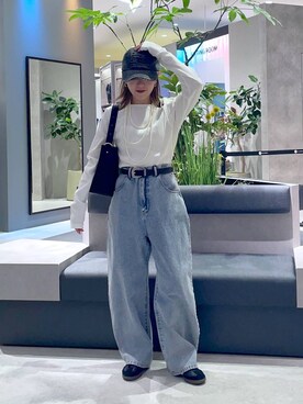 「JEANASIS（ジーナシス）のアイテム（帽子）」を使った、manaさん（レディース・153cm）の春コーディネート