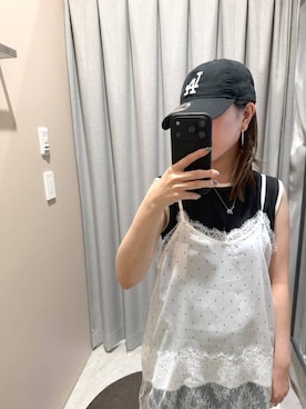 「Heather（ヘザー）のアイテム（帽子）」を使った、manaさん（レディース・153cm）の夏コーディネート