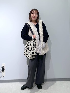 「niko and...（ニコアンド）のアイテム（トートバッグ）」を使った、manaさん（レディース・153cm）の秋コーディネート