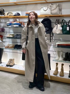 「LEPSIM（レプシィム）のフェイクレザーセンターステッチバッグ　990316（ショルダーバッグ）」を使った、manaさん（レディース・153cm）の冬コーディネート