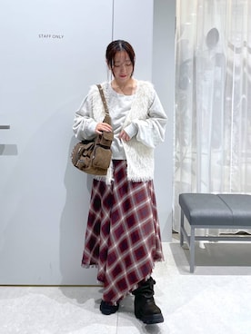 「JEANASIS（ジーナシス）のルーズFITロングブーツ/581263（ブーツ）」を使った、manaさん（レディース・153cm）の秋コーディネート