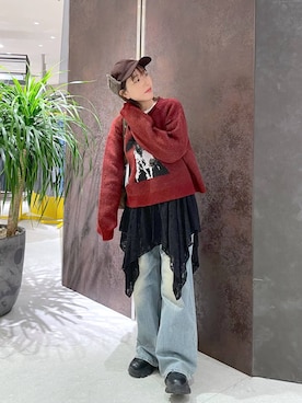 「アイテム（チュニック）」を使った、manaさん（レディース・153cm）の秋コーディネート