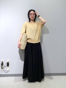「LEPSIM（レプシィム）の調光ファッショングラス　451342（メガネ、グレー系）」を使った、manaさん（レディース・153cm）の春コーディネート