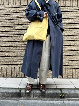 「アウターコーデ」｜「アイテム（トレンチコート）」を使った、aminimanさん（メンズ・168cm）の冬コーディネート
