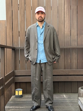 「SHIPS（シップス）のアイテム（キャップ）」を使った、豊山さん（メンズ・172cm）の春コーディネート