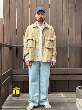「SHIPS（シップス）のアイテム（帽子）」を使った、豊山さん（メンズ・172cm）の夏コーディネート