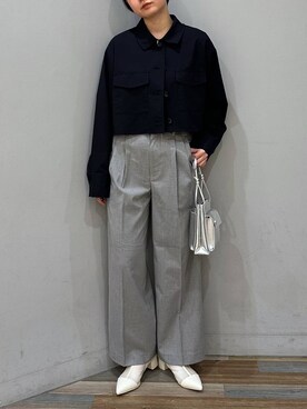 「人気アイテムをチェック！」｜「アイテム（スラックス）」を使った、菜々子さん（レディース・160cm）の冬コーディネート