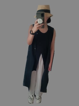 「アイテム（オールインワン・サロペット、グレー系）」を使った、sayaさん（レディース・158cm）の夏コーディネート