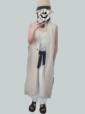 「アイテム（タンクトップ）」を使った、sayaさん（レディース・158cm）の夏コーディネート
