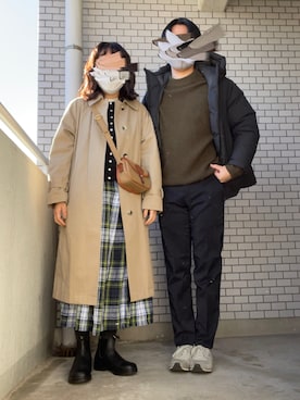 「マーガレット・ハウエル(MARGARET HOWELL)」｜「アイテム（ステンカラーコート）」を使った、shioriさん（レディース・160cm）の冬コーディネート