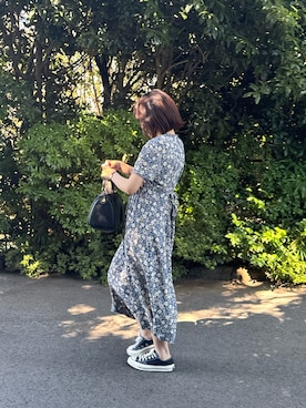 「花柄ワンピース」｜shioriさん（レディース・160cm）の夏コーディネート