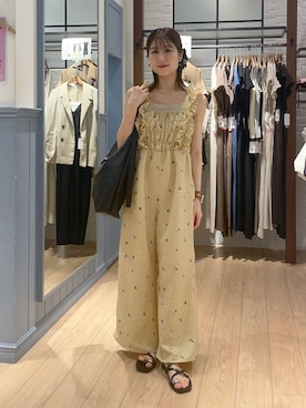 「アイテム（サロペット/オーバーオール、ベージュ系）」を使った、miyuさん（レディース・158cm）の夏コーディネート