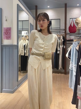 「LOWRYS FARM（ローリーズファーム）のアイテム（ベルト）」を使った、miyuさん（レディース・158cm）の夏コーディネート