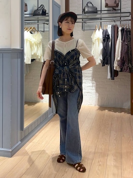 「アイテム（ハンチング/ベレー帽）」を使った、miyuさん（レディース・158cm）の秋コーディネート