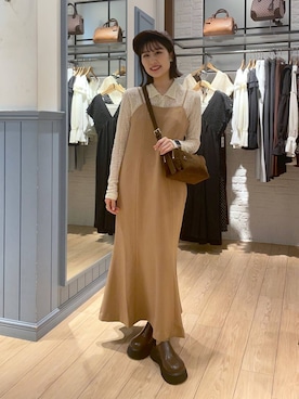 「LOWRYS FARM（ローリーズファーム）のアイテム（ハンチング/ベレー帽）」を使った、miyuさん（レディース・158cm）の秋コーディネート