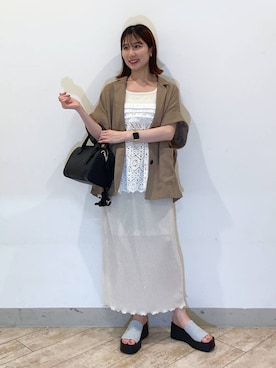 「LOWRYS FARM（ローリーズファーム）のアイテム（ジャケット/アウター）」を使った、miyuさん（レディース・158cm）の夏コーディネート