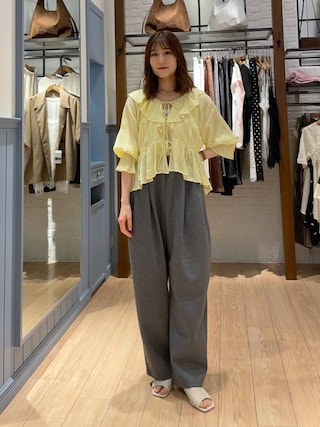 「LOWRYS FARM（ローリーズファーム）のカットイージーコクーンパンツ　292362（スウェットパンツ）」を使った、miyuさん（レディース・158cm）の夏コーディネート