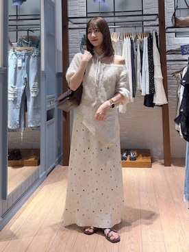 「アイテム（バンダナ/スカーフ、ホワイト系）」を使った、miyuさん（レディース・158cm）の夏コーディネート