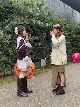 「アイテム（ハンチング/ベレー帽）」を使った、miyuさん（レディース・158cm・20代）の秋コーディネート