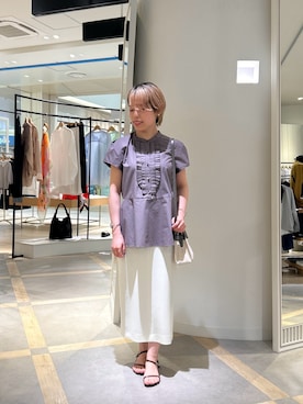 「NOLLEY’S（ノーリーズ）のウォッシャブル前立プリーツペプラムブラウス（シャツ/ブラウス、グリーン系）」を使った、uki_nolさん（レディース・150cm）の春コーディネート