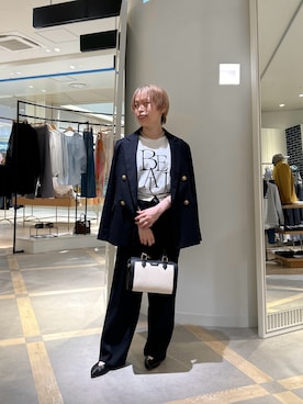 「NOLLEY’S（ノーリーズ）のウォッシャブルプリントT（T Shirts、ホワイト系）」を使った、uki_nolさん（レディース・150cm）の春コーディネート