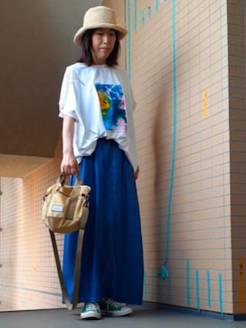 「アイテム（帽子）」を使った、sanzyさん（レディース・163cm・50代）の夏コーディネート