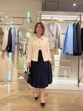 「NOLLEY'S」｜「アイテム（ノーカラージャケット）」を使った、SAYOKOさん（レディース・150cm）の冬コーディネート