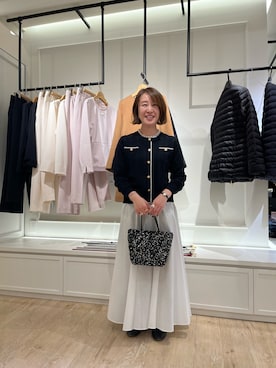 「大人ガーリー」｜「アイテム（ノーカラージャケット）」を使った、SAYOKOさん（レディース・150cm）の冬コーディネート