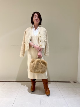 「秋」｜「アイテム（ノーカラージャケット）」を使った、SAYOKOさん（レディース・150cm）の秋コーディネート